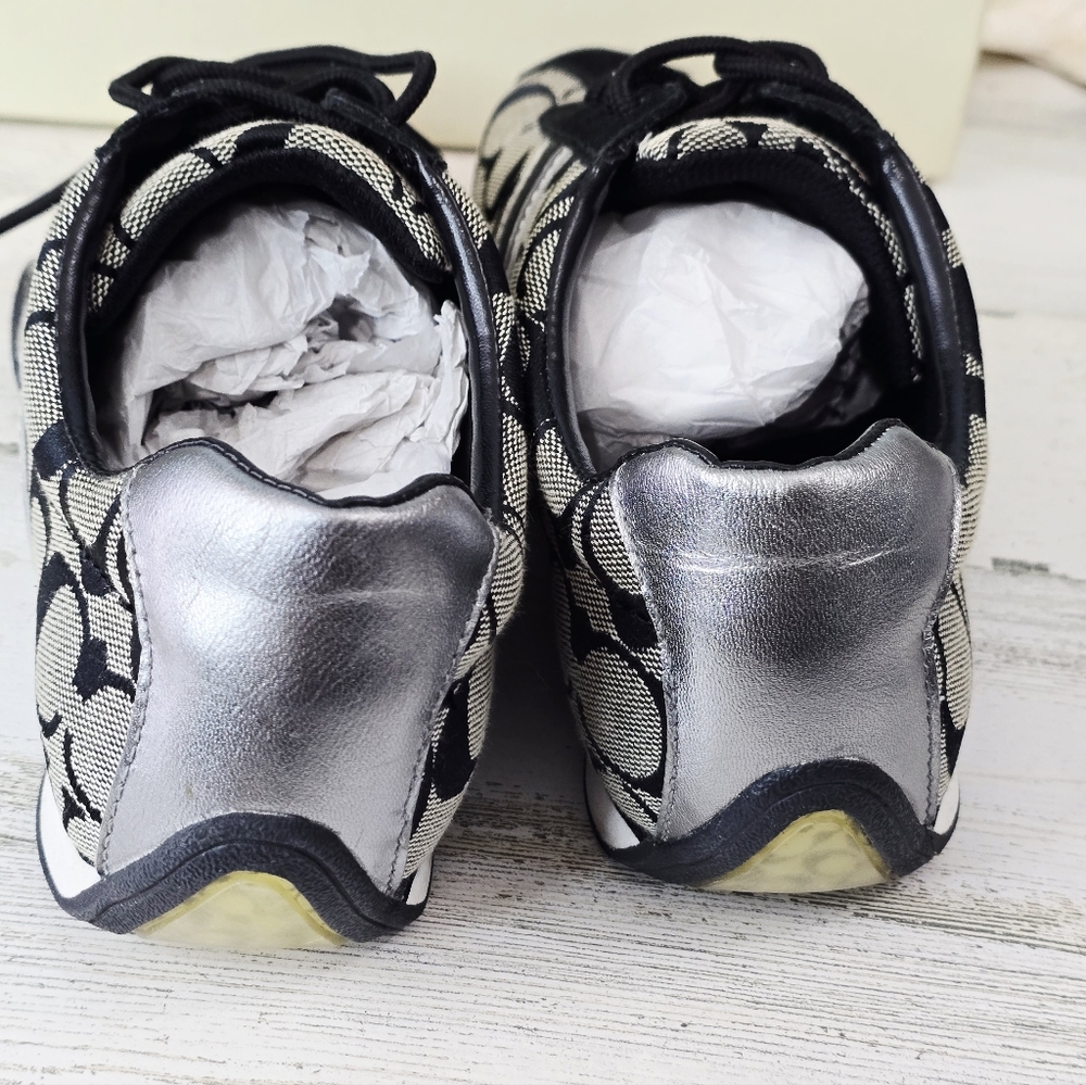 Coach Women's Black and Silver Jayme Sneakers - Picture 4 of 7